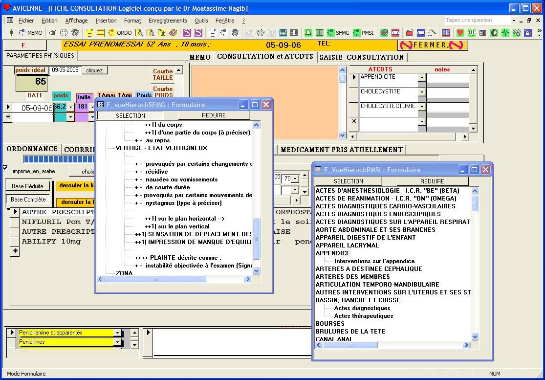 Interface du logiciel AVICIEL