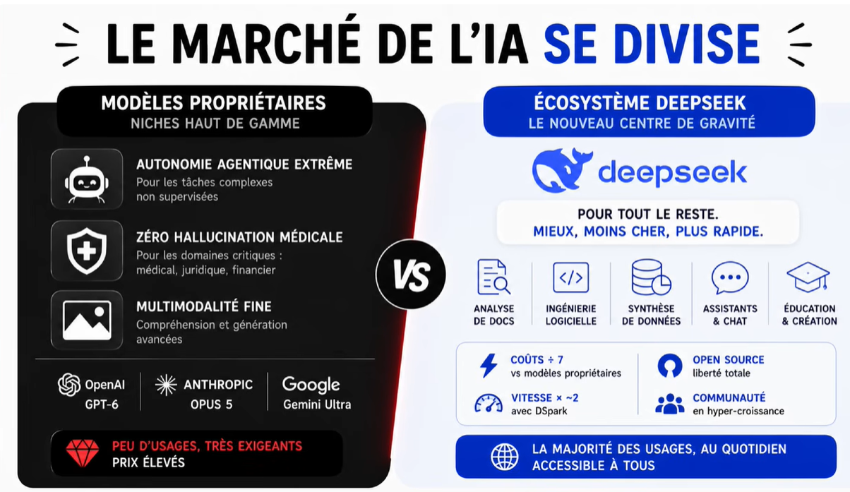 Le marché de l'IA se divise : modèles propriétaires vs écosystème DeepSeek