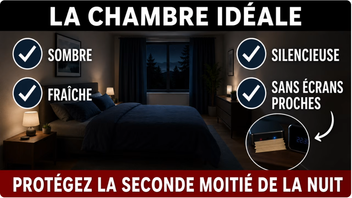 Graphique : hausse normale de température à 6h vs hausse précoce à 3h provoquant le réveil