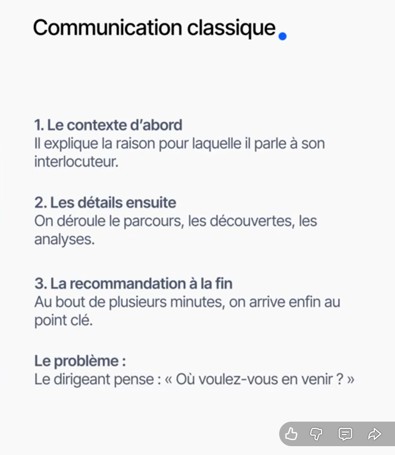 Communication classique : du détail vers la conclusion